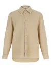 Séfr Sefr Waffle Knit Pointed Collar Button Closure Long Cuffed Sleeves Shirt In Neutral