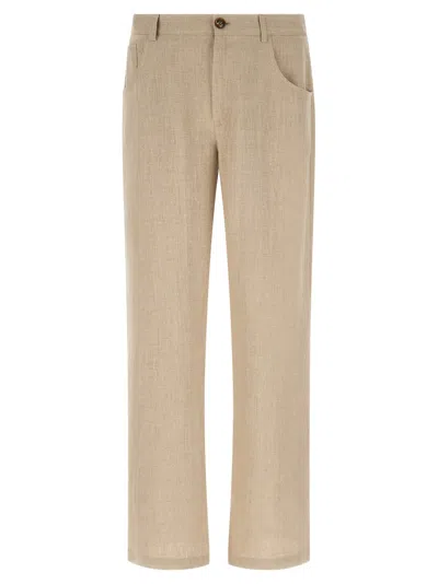 SÉFR BEIGE REGULAR FLAT FRONT PANTS