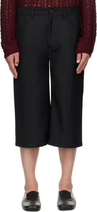 Séfr Black Gale Shorts In Black Wool