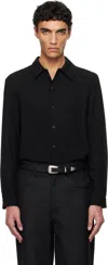 Séfr Wes Virgin Wool Button-up Shirt In Black Crepe