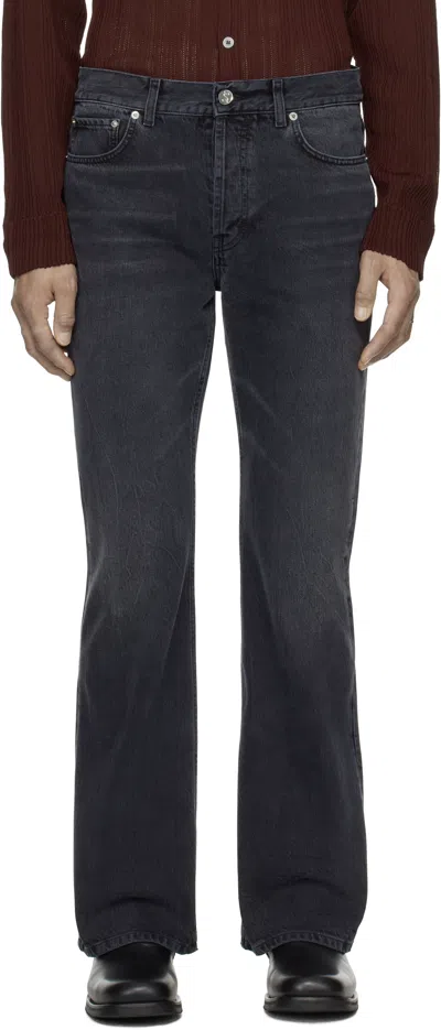 Séfr Black Rider Cut Jeans In Creased Black Wash