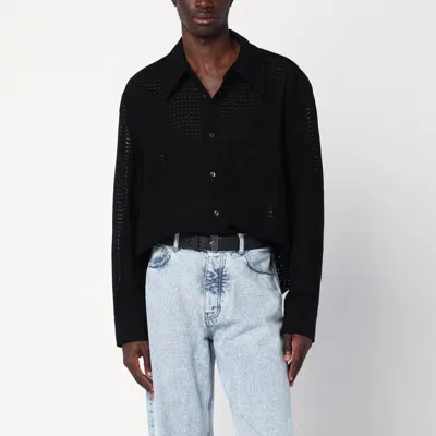 Séfr Black Wes Shirt In Mesh Cotton Men