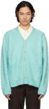 Séfr Kaito Ribbed Mohair-blend Cardigan In Turquoise Mohair