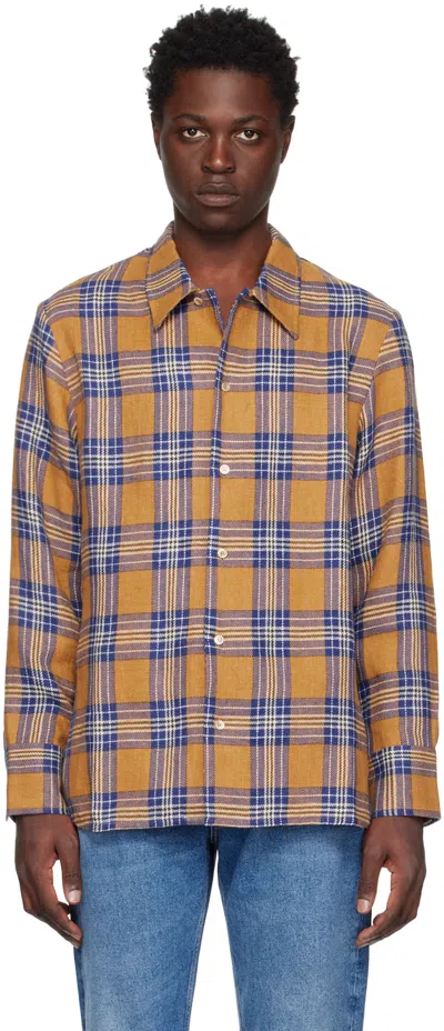 Séfr Brown & Blue Marcel Shirt In Montana Check