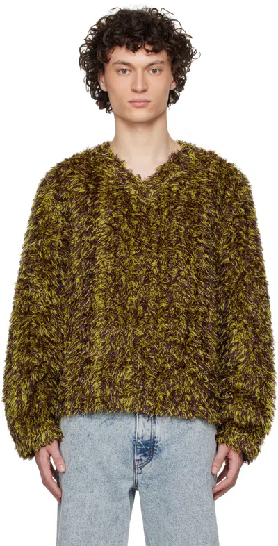 Séfr Brown & Yellow Agustin Sweater In Two-tone Modal
