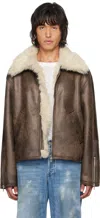 Séfr Short Single-breasted Shearling Jacket In Faux Aviator