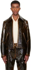 Séfr Brown Buck Jacket In Worn Coated Wool