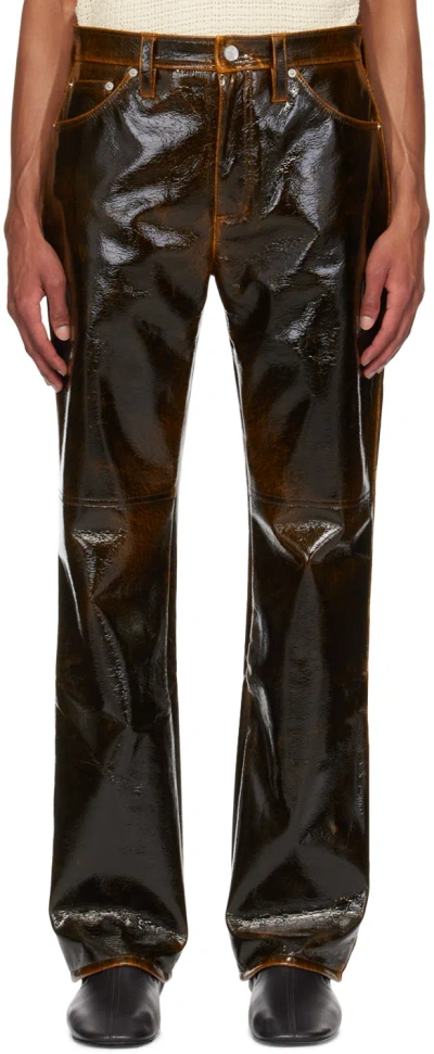 Séfr Eito Coated Pants In Brown