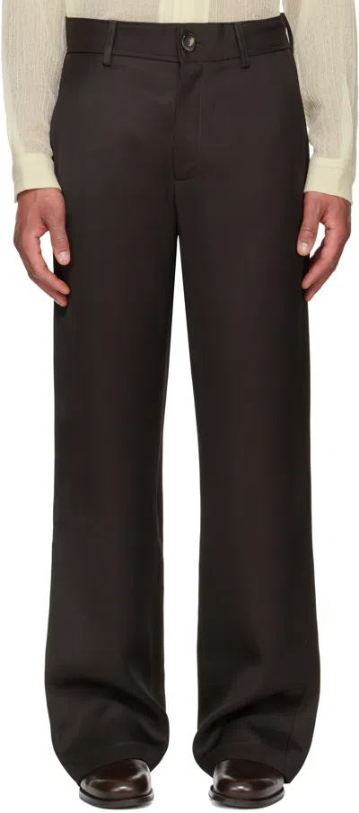 Séfr Brown Richie Trousers In Obsidian Viscose