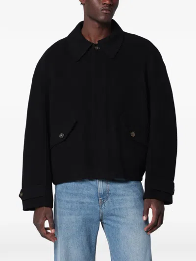 Séfr Button-up Wool Jacket In Schwarz
