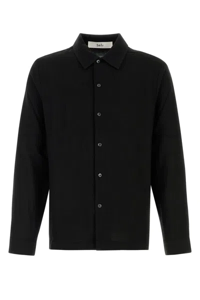 Séfr Crepe Sense Shirt Long Sleeves Cuffs In Black