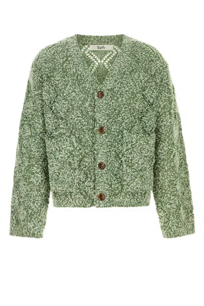 Séfr Melange Green Wool Blend Oversize Abain Cardigan