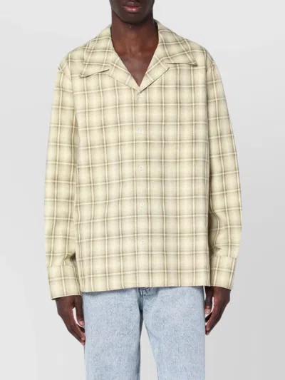 SÉFR CHECK PATTERN COTTON LINEN SHIRT