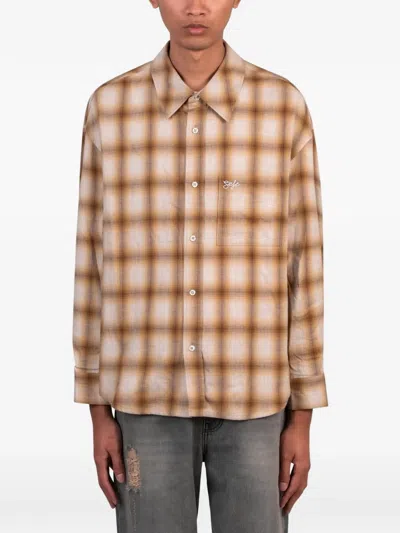 Séfr Check-print Flannel Shirt In Brown