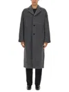 Séfr Long Wool Blend Coat Single Breasted In Gray