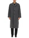 Séfr Long Wool Blend Coat Single Breasted In Brown