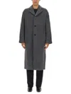 Séfr Long Wool Blend Coat Single Breasted In Gray