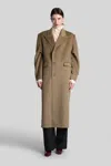 Séfr Colette Coat In Khaki Wool In Brown