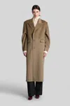 Séfr Colette Coat In Khaki Wool In Brown
