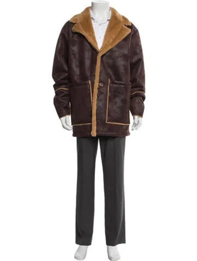 Pre-owned Séfr Colorblock Pattern Overcoat In Brown