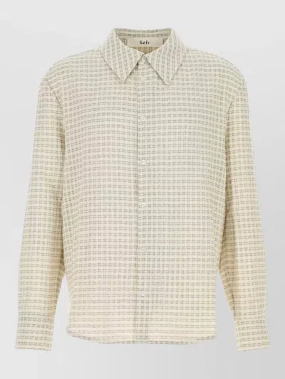 Séfr Cotton Blend Shirt Checked Pattern Long Sleeves In Neutral
