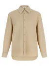 Séfr Sefr Waffle Knit Pointed Collar Button Closure Long Cuffed Sleeves Shirt In Neutral
