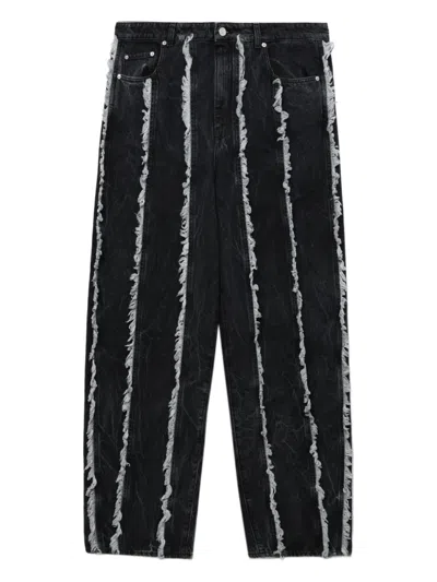 Séfr Cutline Frayed Jeans In Black