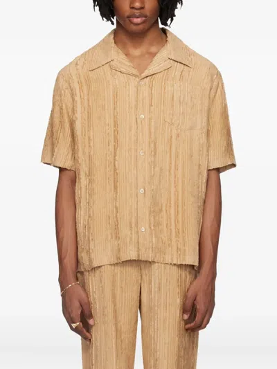 Séfr Dalian Striped Pocket Shirt In Brown