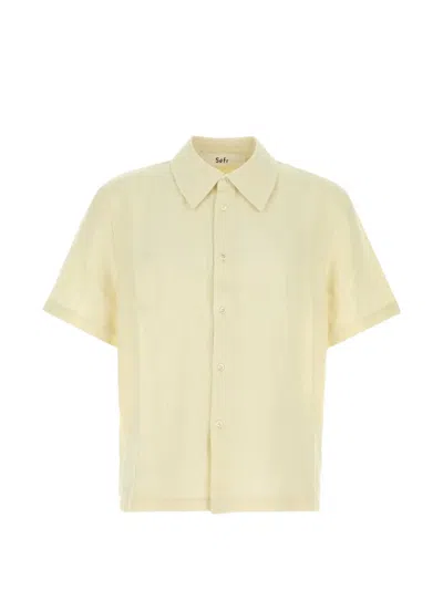 Séfr Linen Cotton Short Sleeve Dayot Shirt In Yellow