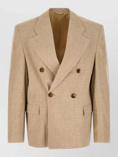 Séfr Donovan Blazer Double Breasted Back Vent In Brown