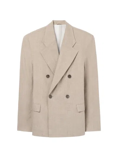 Séfr Donovan Double-breasted Blazer In Neutral