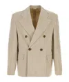 Séfr Donovan Linen Blazer Double Breasted Design In Neutral