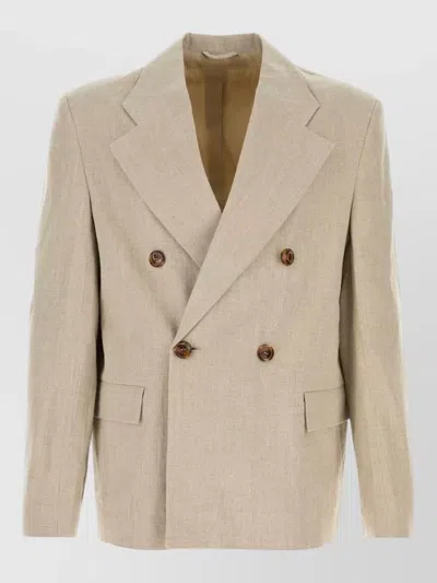 Séfr Donovan Linen Blazer Double Breasted Design In Neutral