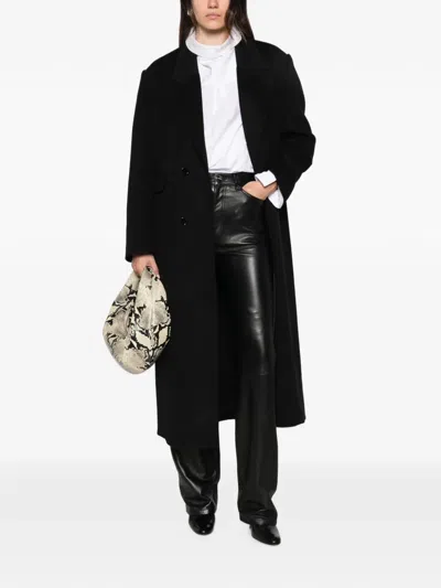 Séfr Double-breasted Coat In Black