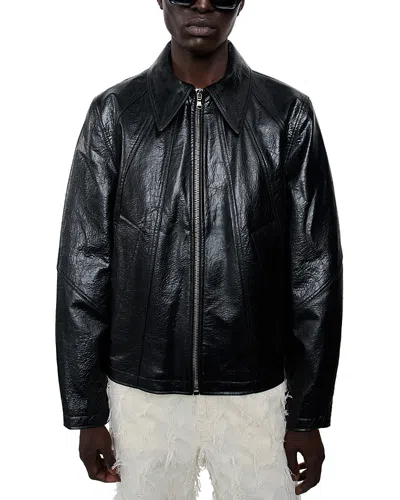 SÉFR DUKE FAUX MEMORY LEATHER JACKET