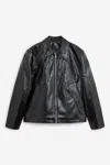 Séfr Shiny Black Zip-up Jacket In Eco-leather In Black