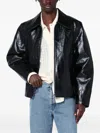 Séfr Shiny Black Zip-up Jacket In Eco-leather In Black