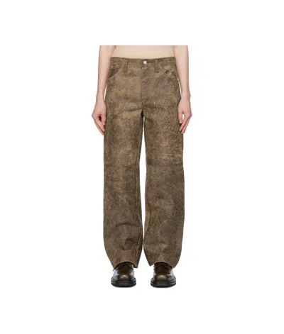 Séfr Brown Eito Leather Pants In Aged Leather