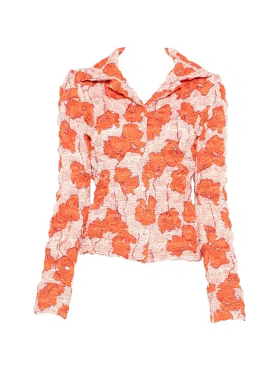 Séfr Erin Crinkled Floral Shirt In Orange