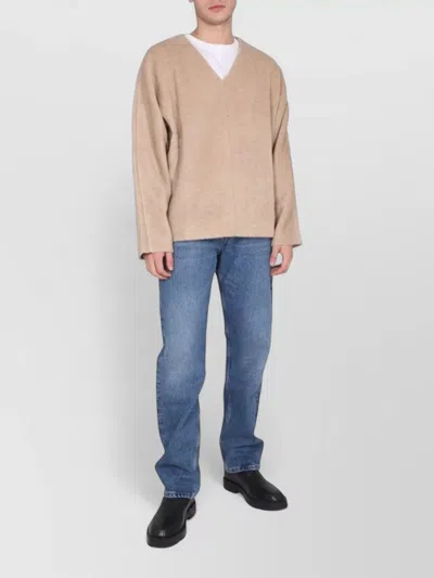Séfr Ezra Knit V Neck Long Sleeve Shirt In Brown