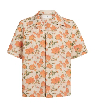 Séfr Pino Floral-print Woven Shirt In Orange