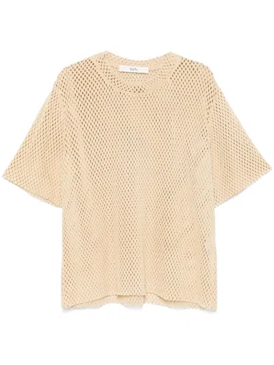 Séfr Beige Franco T-shirt In Raw Cotton Mesh