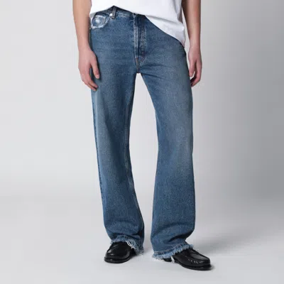 Séfr Frayed Cut Jeans With Fringed Pockets In Blue
