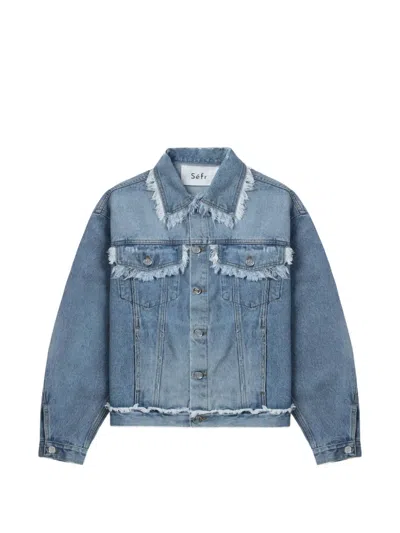 Séfr Frayed Denim Jacket In Blue