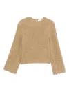 Séfr Frayed-edge Crew-neck Sweater In Neutral