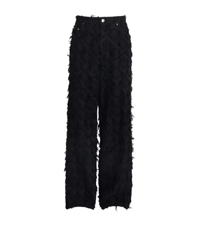 Séfr Fringed Cotton Twill Nikos Jeans In Black