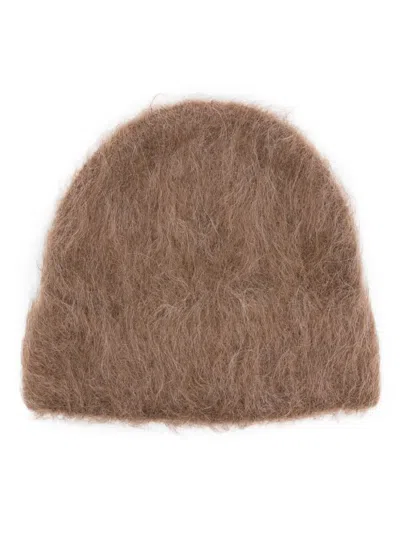 Séfr Fuzzy Alpaca-blend Beanie In Brown
