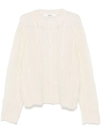 Séfr Gilberto Sweater In Fine Distressed Cream