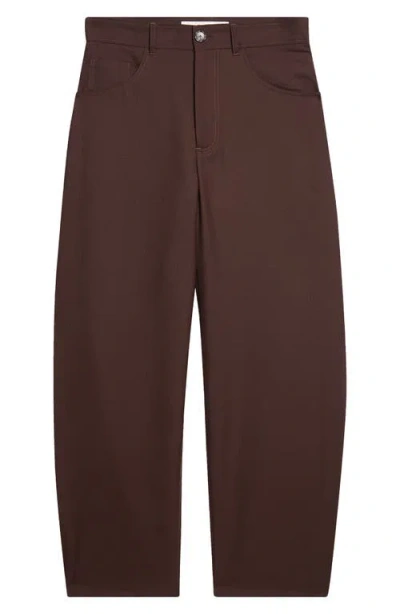 Séfr Gino Barrel Leg Trousers In Brown