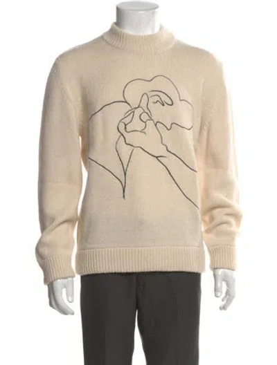 Pre-owned Séfr Graphic Print Mock Neck Pullover In Neutral